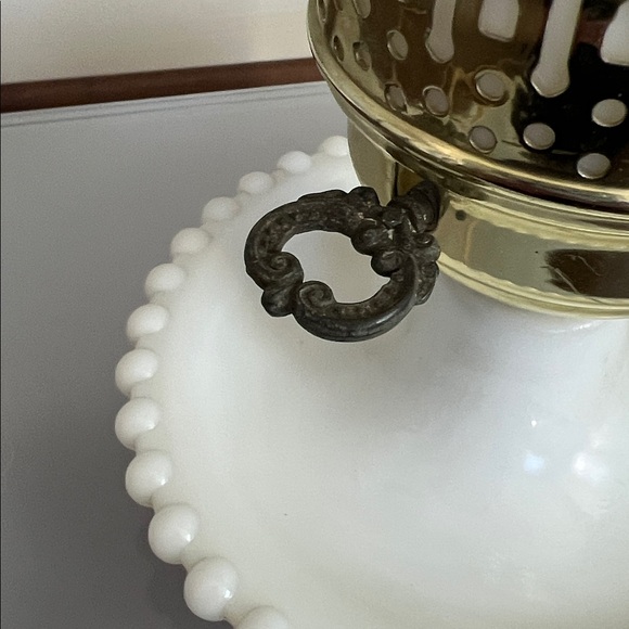 Vintage Hobnail Milk Hurricane Glass Lamp - Picture 7 of 7